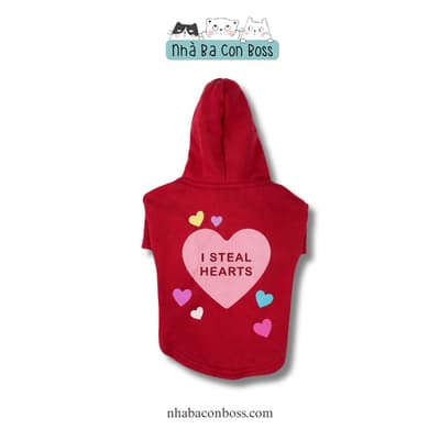 Áo Hoodie Cho Chó Kiki I Steal Hearts - Đỏ 2