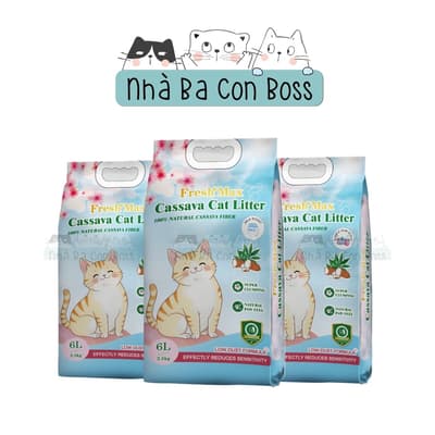 Combo 1 Tải 4 Bao - Cát Vệ Sinh Fresh Max Cassava Cho Mèo Bao 6L (2.5kg)