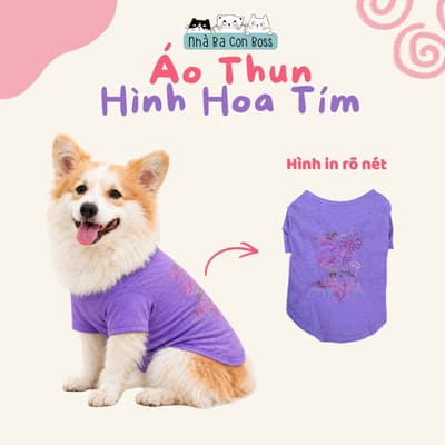 Áo Hoodie Cho Chó Kiki Hoa Sen - Tím