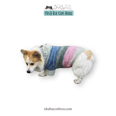 Áo Hoodie Len Kẻ Sọc Ba Màu Cho Chó