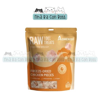 Gà Viên Sấy Lạnh Cho Mèo Aomekou Gói 500g