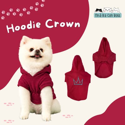 Áo Hoodie Cho Chó Kiki Vương Miện - Hồng