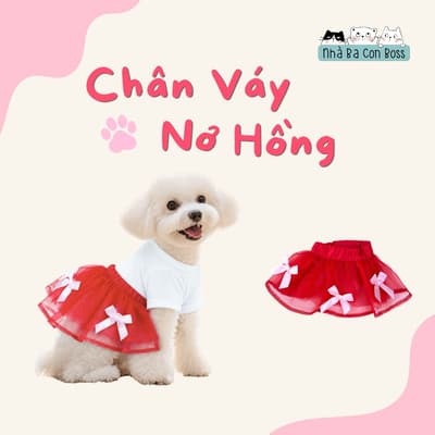 Váy Ren Đỏ Nơ Hồng Cho Chó