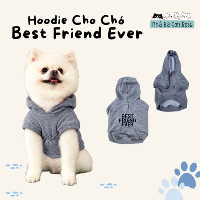 Áo Hoodie Cho Chó Kiki Best Friend Ever - Xám