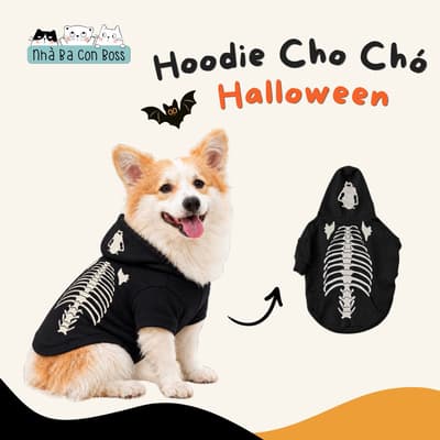 Áo Hoodie Cho Chó Kiki Halloween - Đen