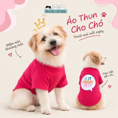 Áo Thun Cho Chó Kiki Is It Friday Yet - Hồng